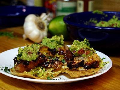 Photo Tostadas With Ancho Grilled Cod Food