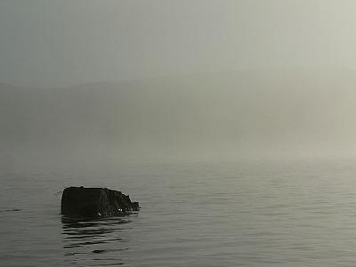 Photo Lake Rock In Morning Mist 3 Landscape