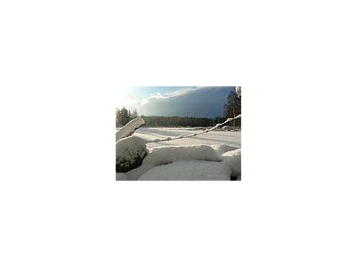 Photo Small Sunny Snowy Fields Landscape