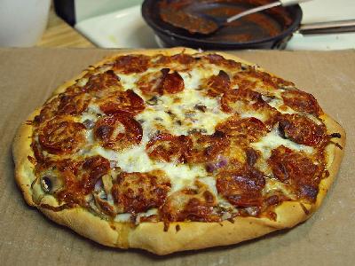 Photo Big Pizza Pepperoni Food